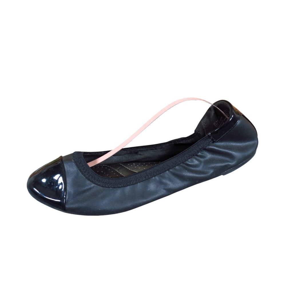 Dexflex Claire Women Ballet Flat Size 9 Professional Travel Work Black Cap Toe
